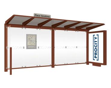 Wartehalle Venedig Farbe:Rost Korten Effekt|Länge:5000 mm|Struktur:Mit Leuchtcaisson LED-Version