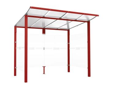 Wartehalle Modulo Farbe:RAL 3004|Länge:2 500 mm|Struktur:2 Seitenverkleidungen|Weitere Merkmale:Zum Einbetonieren