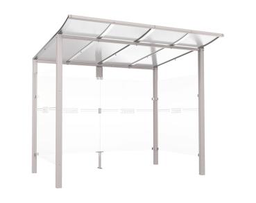 Wartehalle Modulo Farbe:RAL 7044|Länge:2 500 mm|Struktur:2 Seitenverkleidungen|Weitere Merkmale:Zum Einbetonieren