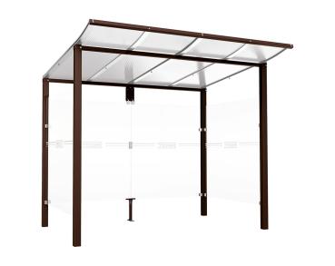 Wartehalle Modulo Farbe:RAL 8017|Länge:2 500 mm|Struktur:2 Seitenverkleidungen|Weitere Merkmale:Zum Einbetonieren