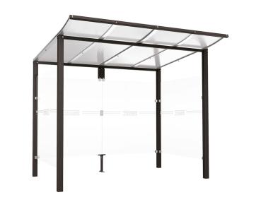 Wartehalle Modulo Farbe:RAL 9005|Länge:2 500 mm|Struktur:2 Seitenverkleidungen|Weitere Merkmale:Zum Einbetonieren