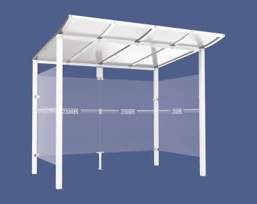 Wartehalle Modulo Farbe:RAL 9010|Länge:2 500 mm|Struktur:2 Seitenverkleidungen|Weitere Merkmale:Zum Einbetonieren