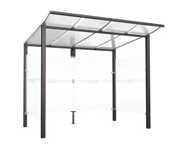 Wartehalle Modulo Farbe:RAL 9005|Länge:5 000 mm|Struktur:2 Seitenverkleidungen|Weitere Merkmale:Zum Einbetonieren