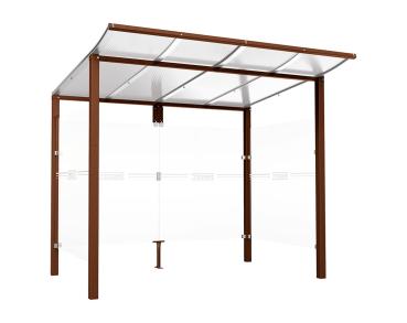 Wartehalle Modulo Farbe:Rost Korten Effekt|Länge:2 500 mm|Struktur:2 Seitenverkleidungen|Weitere Merkmale:Zum Einbetonieren