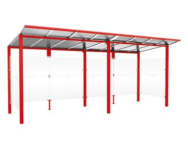 Wartehalle Modulo Farbe:RAL 3020|Länge:5 000 mm|Struktur:2 Seitenverkleidungen|Weitere Merkmale:Zum Einbetonieren