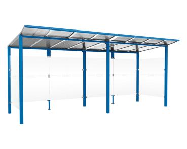 Wartehalle Modulo Farbe:RAL 5010|Länge:5 000 mm|Struktur:2 Seitenverkleidungen|Weitere Merkmale:Zum Einbetonieren