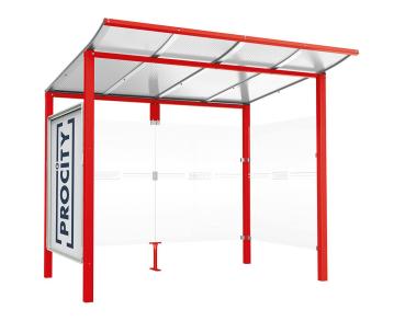 Wartehalle Modulo Farbe:RAL 3020|Länge:2 500 mm|Struktur:Schaukasten und eine Seitenverkleidung|Weitere Merkmale:Zum Einbetonieren