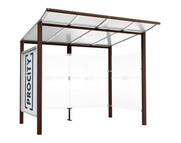 Wartehalle Modulo Farbe:RAL 8017|Länge:2 500 mm|Struktur:Schaukasten und eine Seitenverkleidung|Weitere Merkmale:Zum Einbetonieren