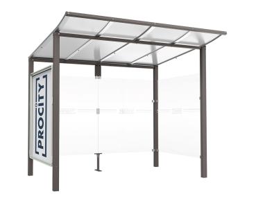 Wartehalle Modulo Farbe:Procity grau|Länge:2 500 mm|Struktur:Schaukasten und eine Seitenverkleidung|Weitere Merkmale:Zum Einbetonieren