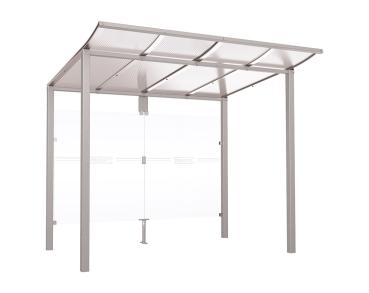 Wartehalle Modulo Farbe:RAL 7044|Länge:2 500 mm|Struktur:Ohne Seitenverkleidung|Weitere Merkmale:Zum Einbetonieren
