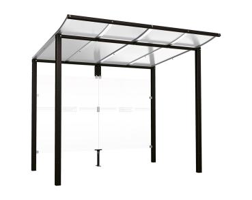 Wartehalle Modulo Farbe:RAL 9005|Länge:2 500 mm|Struktur:Ohne Seitenverkleidung|Weitere Merkmale:Zum Einbetonieren