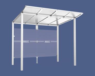 Wartehalle Modulo Farbe:RAL 9010|Länge:2 500 mm|Struktur:Ohne Seitenverkleidung|Weitere Merkmale:Zum Einbetonieren