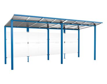 Wartehalle Modulo Farbe:RAL 5010|Länge:5 000 mm|Struktur:Ohne Seitenverkleidung|Weitere Merkmale:Zum Einbetonieren