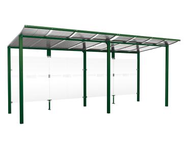 Wartehalle Modulo Farbe:RAL 6005|Länge:5 000 mm|Struktur:Ohne Seitenverkleidung|Weitere Merkmale:Zum Einbetonieren