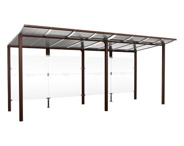 Wartehalle Modulo Farbe:RAL 8017|Länge:5 000 mm|Struktur:Ohne Seitenverkleidung|Weitere Merkmale:Zum Einbetonieren
