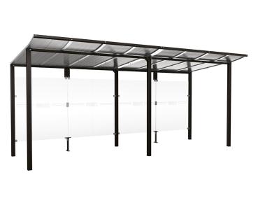 Wartehalle Modulo Farbe:RAL 9005|Länge:5 000 mm|Struktur:Ohne Seitenverkleidung|Weitere Merkmale:Zum Einbetonieren