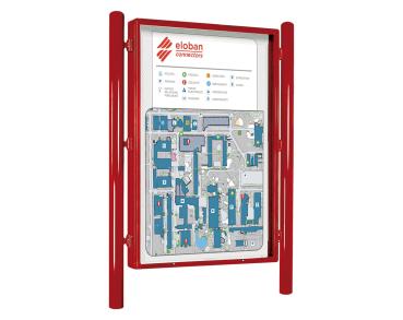 Informationskasten Vega Farbe:RAL 3004|Struktur:Doppelseitig|Abmessungen:B 1310 x H 1860 mm