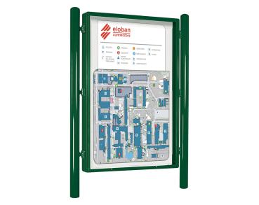 Informationskasten Vega Farbe:RAL 6005|Struktur:Doppelseitig|Abmessungen:B 1310 x H 1860 mm