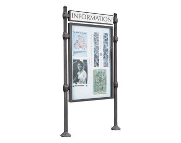 Informationskasten Province Agora Farbe:RAL 3004|Länge:B 1200 x H 1600 mm|Struktur:Grundmodell|Weitere Merkmale:Doppelseitig|Titelleisten:Ohne Titelleiste