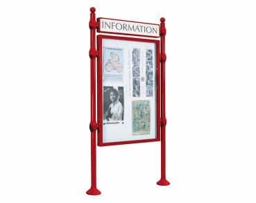 Informationskasten Province Kugel Farbe:RAL 3004|Länge:B 800 x H 1200 mm|Struktur:Grundmodell|Weitere Merkmale:Doppelseitig|Titelleisten:Mit Titelleiste