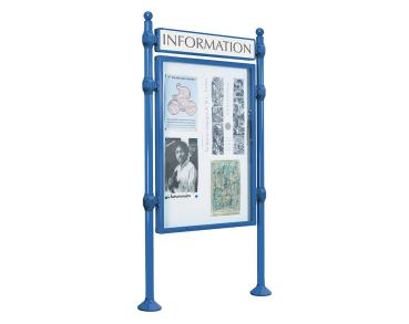 Informationskasten Province Kugel Farbe:RAL 5010|Länge:B 800 x H 1200 mm|Struktur:Grundmodell|Weitere Merkmale:Doppelseitig|Titelleisten:Mit Titelleiste