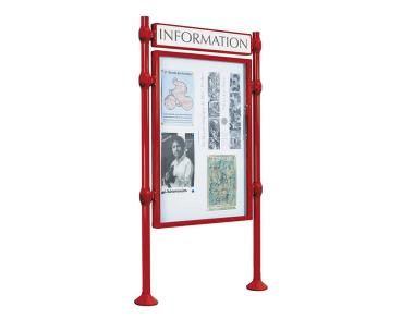 Informationskasten Province gebürsteter Edelstahl Farbe:RAL 3004|Länge:B 800 x H 1200 mm|Struktur:Grundmodell|Weitere Merkmale:Doppelseitig|Titelleisten:Mit Titelleiste