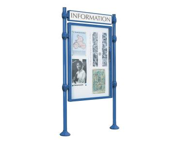Informationskasten Province gebürsteter Edelstahl Farbe:RAL 5010|Länge:B 800 x H 1200 mm|Struktur:Grundmodell|Weitere Merkmale:Doppelseitig|Titelleisten:Mit Titelleiste