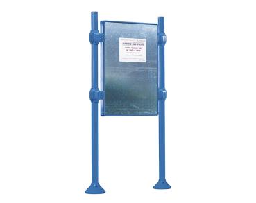 Freies Plakatieren Province gebürsteter Edelstahl Farbe:RAL 5010|Länge:L 1225 x H 1670 mm|Struktur:Grundmodell|Titelleisten:Ohne Titelleiste