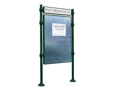 Freies Plakatieren Province gebürsteter Edelstahl Farbe:RAL 6005|Länge:L 1225 x H 1670 mm|Struktur:Grundmodell|Titelleisten:Mit Titelleiste