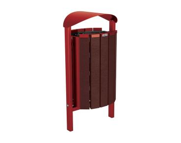 Abfallbehälter Silaos® aus Recycling-Kunststoff 50 Liter Farbe:RAL 3004|Struktur:Ohne Ascher|Weitere Merkmale:Zum Einbetonieren