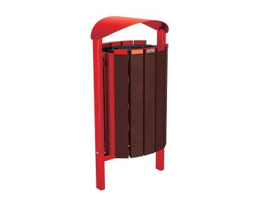 Abfallbehälter Silaos® aus Recycling-Kunststoff 50 Liter Farbe:RAL 3020|Struktur:Ohne Ascher|Weitere Merkmale:Zum Einbetonieren