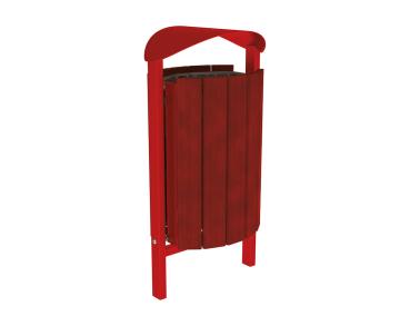 Abfallbehälter Silaos® 50 Liter Farbe:RAL 3004|Fertigstellung Holz:Eichenholz PEFC-zertifiziert - Tönung Mahagoni|Struktur:Ohne Ascher|Weitere Merkmale:Zum Einbetonieren