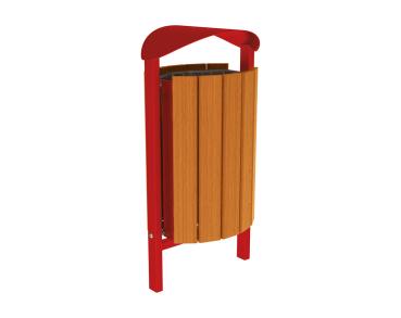 Abfallbehälter Silaos® 50 Liter Farbe:RAL 3004|Fertigstellung Holz:Eichenholz PEFC-zertifiziert - Lasur helle Eiche|Struktur:Ohne Ascher|Weitere Merkmale:Zum Einbetonieren