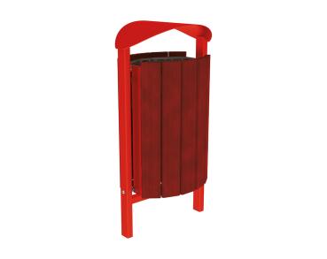 Abfallbehälter Silaos® 50 Liter Farbe:RAL 3020|Fertigstellung Holz:Eichenholz PEFC-zertifiziert - Tönung Mahagoni|Struktur:Ohne Ascher|Weitere Merkmale:Zum Einbetonieren