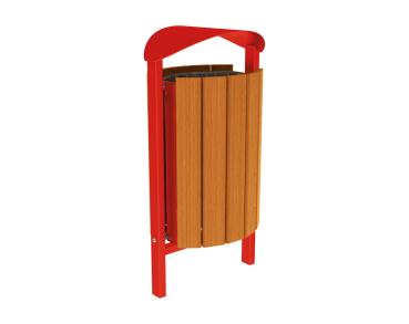 Abfallbehälter Silaos® 50 Liter Farbe:RAL 3020|Fertigstellung Holz:Eichenholz PEFC-zertifiziert - Lasur helle Eiche|Struktur:Ohne Ascher|Weitere Merkmale:Zum Einbetonieren