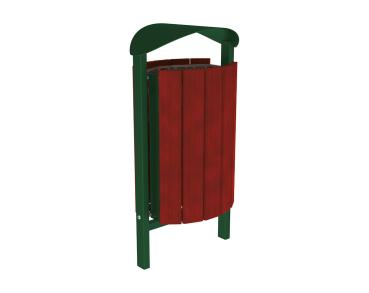 Abfallbehälter Silaos® 50 Liter Farbe:RAL 6005|Fertigstellung Holz:Eichenholz PEFC-zertifiziert - Tönung Mahagoni|Struktur:Ohne Ascher|Weitere Merkmale:Zum Einbetonieren