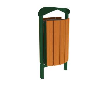 Abfallbehälter Silaos® 50 Liter Farbe:RAL 6005|Fertigstellung Holz:Eichenholz PEFC-zertifiziert - Lasur helle Eiche|Struktur:Ohne Ascher|Weitere Merkmale:Zum Einbetonieren
