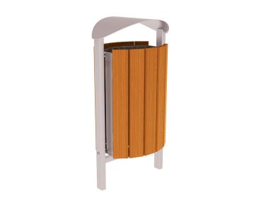 Abfallbehälter Silaos® 50 Liter Farbe:RAL 7044|Fertigstellung Holz:Eichenholz PEFC-zertifiziert - Lasur helle Eiche|Struktur:Ohne Ascher|Weitere Merkmale:Zum Einbetonieren