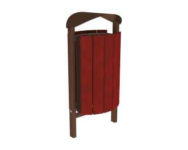 Abfallbehälter Silaos® 50 Liter Farbe:RAL 8017|Fertigstellung Holz:Eichenholz PEFC-zertifiziert - Tönung Mahagoni|Struktur:Ohne Ascher|Weitere Merkmale:Zum Einbetonieren