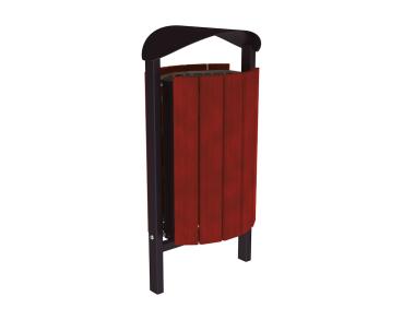 Abfallbehälter Silaos® 50 Liter Farbe:RAL 9005|Fertigstellung Holz:Eichenholz PEFC-zertifiziert - Tönung Mahagoni|Struktur:Ohne Ascher|Weitere Merkmale:Zum Einbetonieren