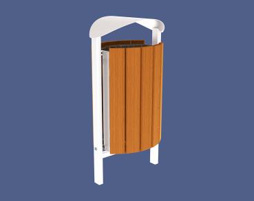 Abfallbehälter Silaos® 50 Liter Farbe:RAL 9010|Fertigstellung Holz:Eichenholz PEFC-zertifiziert - Lasur helle Eiche|Struktur:Ohne Ascher|Weitere Merkmale:Zum Einbetonieren