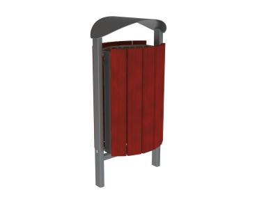 Abfallbehälter Silaos® 50 Liter Farbe:Procity grau|Fertigstellung Holz:Eichenholz PEFC-zertifiziert - Tönung Mahagoni|Struktur:Ohne Ascher|Weitere Merkmale:Zum Einbetonieren