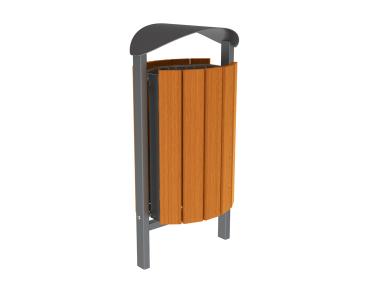 Abfallbehälter Silaos® 50 Liter Farbe:Procity grau|Fertigstellung Holz:Eichenholz PEFC-zertifiziert - Lasur helle Eiche|Struktur:Ohne Ascher|Weitere Merkmale:Zum Einbetonieren