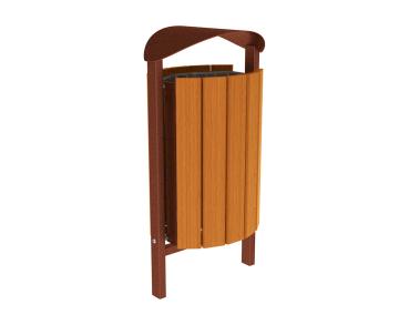 Abfallbehälter Silaos® 50 Liter Farbe:Rost Korten Effekt|Fertigstellung Holz:Eichenholz PEFC-zertifiziert - Lasur helle Eiche|Struktur:Ohne Ascher|Weitere Merkmale:Zum Einbetonieren