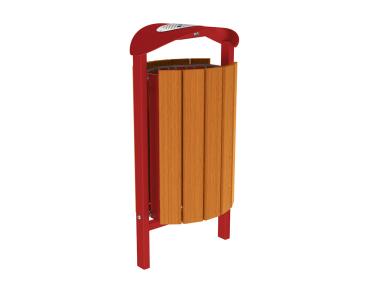 Abfallbehälter Silaos® 50 Liter Farbe:RAL 3004|Fertigstellung Holz:Eichenholz PEFC-zertifiziert - Lasur helle Eiche|Struktur:Mit Ascher|Weitere Merkmale:Zum Einbetonieren