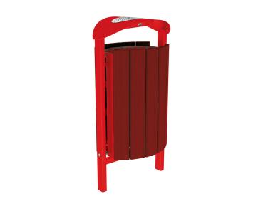 Abfallbehälter Silaos® 50 Liter Farbe:RAL 3020|Fertigstellung Holz:Eichenholz PEFC-zertifiziert - Tönung Mahagoni|Struktur:Mit Ascher|Weitere Merkmale:Zum Einbetonieren
