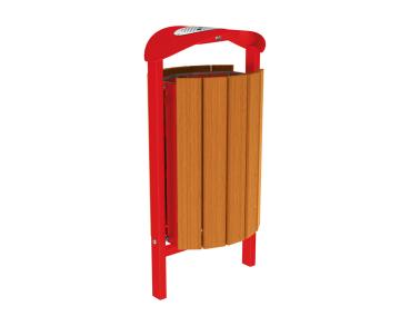 Abfallbehälter Silaos® 50 Liter Farbe:RAL 3020|Fertigstellung Holz:Eichenholz PEFC-zertifiziert - Lasur helle Eiche|Struktur:Mit Ascher|Weitere Merkmale:Zum Einbetonieren