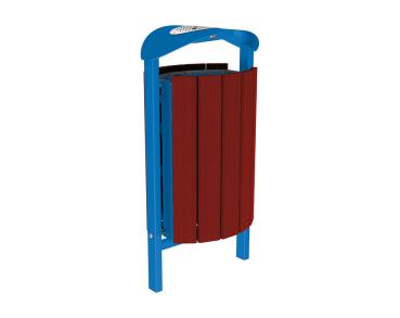 Abfallbehälter Silaos® 50 Liter Farbe:RAL 5010|Fertigstellung Holz:Eichenholz PEFC-zertifiziert - Tönung Mahagoni|Struktur:Mit Ascher|Weitere Merkmale:Zum Einbetonieren