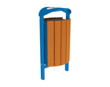 Abfallbehälter Silaos® 50 Liter Farbe:RAL 5010|Fertigstellung Holz:Eichenholz PEFC-zertifiziert - Lasur helle Eiche|Struktur:Mit Ascher|Weitere Merkmale:Zum Einbetonieren