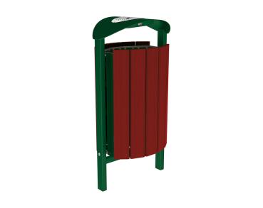 Abfallbehälter Silaos® 50 Liter Farbe:RAL 6005|Fertigstellung Holz:Eichenholz PEFC-zertifiziert - Tönung Mahagoni|Struktur:Mit Ascher|Weitere Merkmale:Zum Einbetonieren